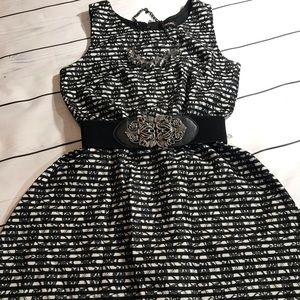 Juniors S Dress Black White Floral Lace Stripes